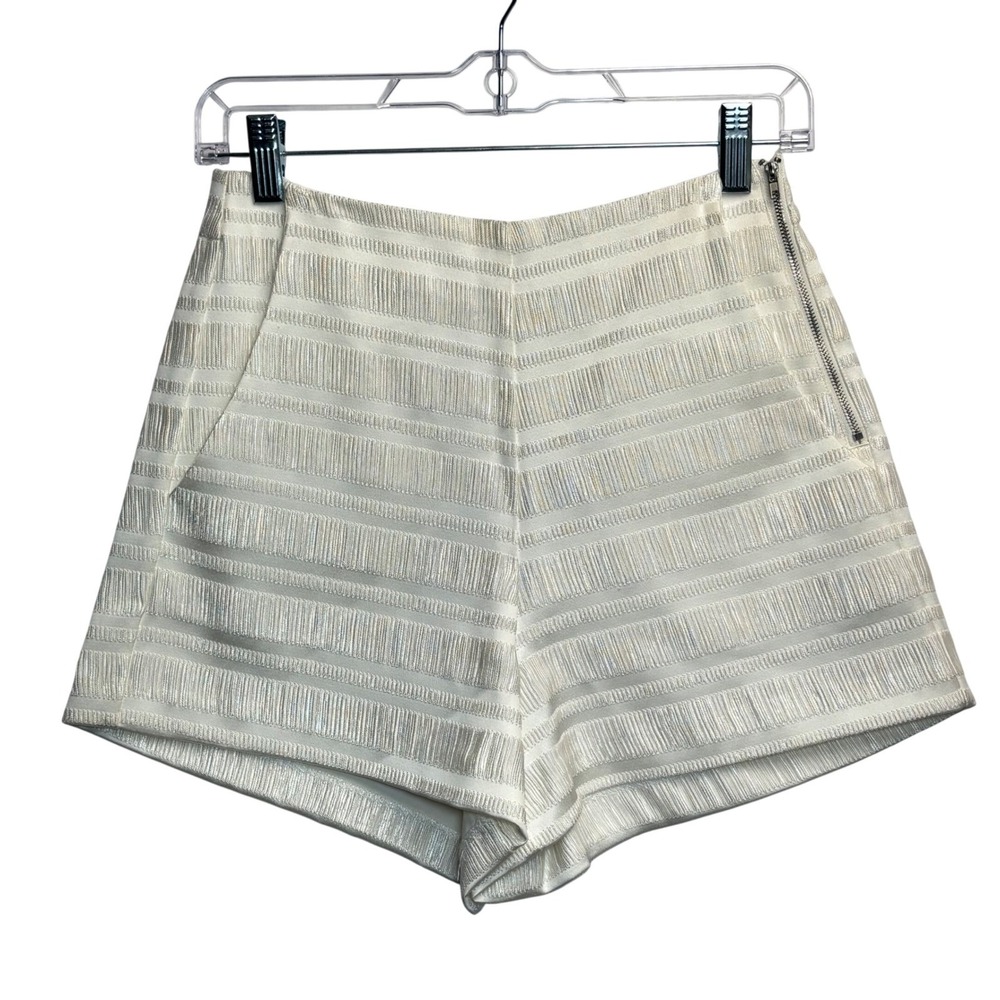 NWT Anthropologie Shorts Ivory Satin Texture High Rise Party Cocktail Festival S